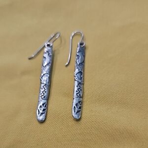 Shablool Didae Sterling Silver Long Bar Drop Earrings, handcrafted in Israel.